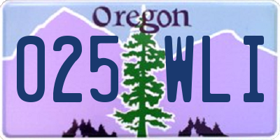 OR license plate 025WLI