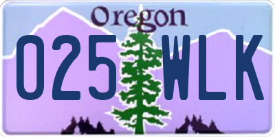 OR license plate 025WLK