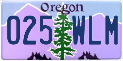 OR license plate 025WLM