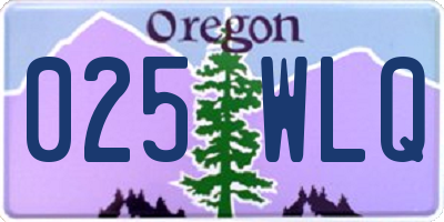 OR license plate 025WLQ