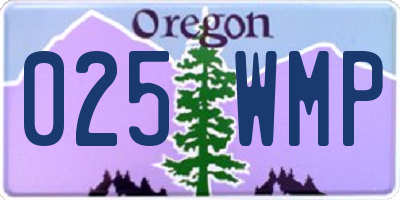 OR license plate 025WMP