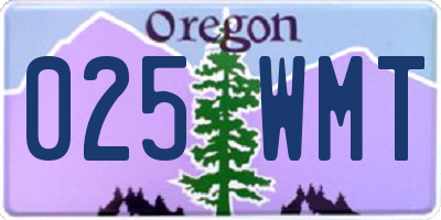 OR license plate 025WMT