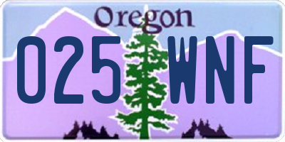 OR license plate 025WNF