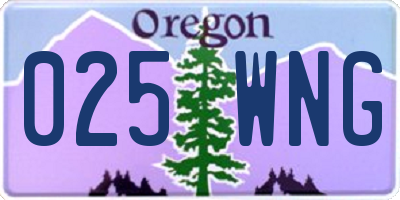 OR license plate 025WNG