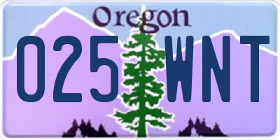 OR license plate 025WNT