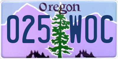 OR license plate 025WOC