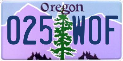 OR license plate 025WOF