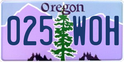 OR license plate 025WOH