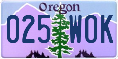 OR license plate 025WOK