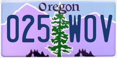 OR license plate 025WOV