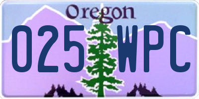 OR license plate 025WPC