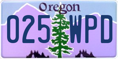 OR license plate 025WPD
