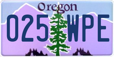 OR license plate 025WPE