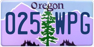 OR license plate 025WPG