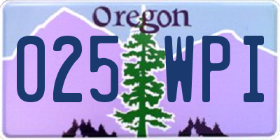 OR license plate 025WPI