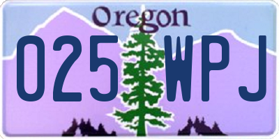 OR license plate 025WPJ