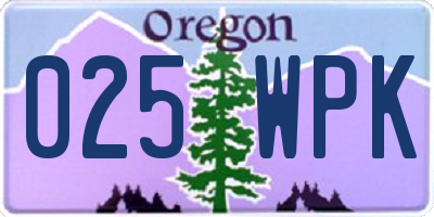 OR license plate 025WPK