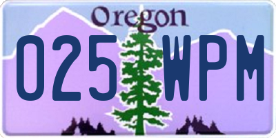 OR license plate 025WPM
