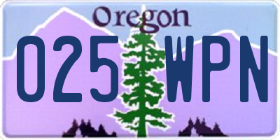 OR license plate 025WPN