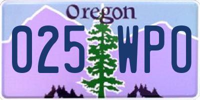 OR license plate 025WPO