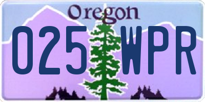 OR license plate 025WPR