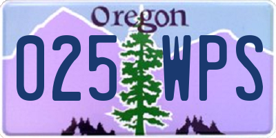 OR license plate 025WPS