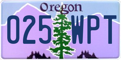 OR license plate 025WPT