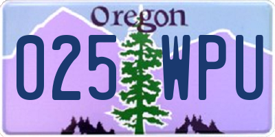 OR license plate 025WPU