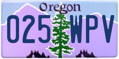 OR license plate 025WPV