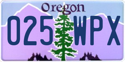 OR license plate 025WPX