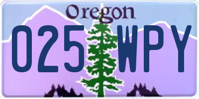 OR license plate 025WPY
