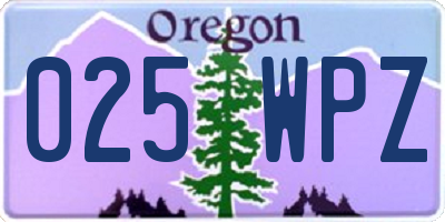 OR license plate 025WPZ