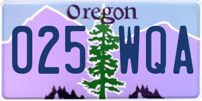 OR license plate 025WQA