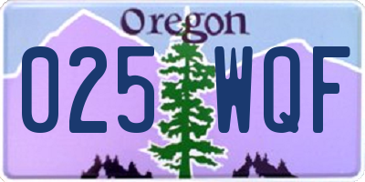 OR license plate 025WQF