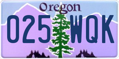 OR license plate 025WQK