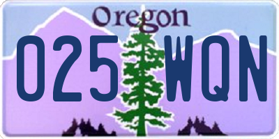 OR license plate 025WQN
