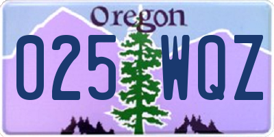 OR license plate 025WQZ