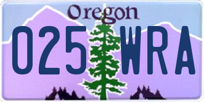 OR license plate 025WRA