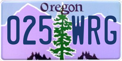 OR license plate 025WRG