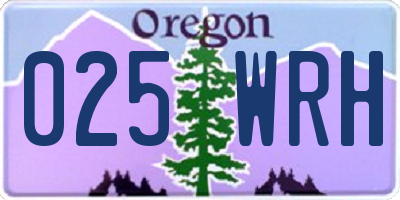 OR license plate 025WRH