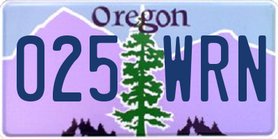 OR license plate 025WRN
