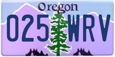 OR license plate 025WRV