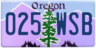 OR license plate 025WSB