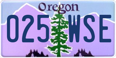 OR license plate 025WSE