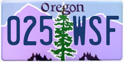 OR license plate 025WSF