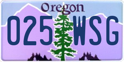 OR license plate 025WSG
