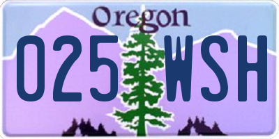 OR license plate 025WSH