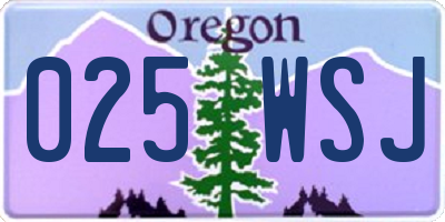 OR license plate 025WSJ