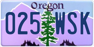 OR license plate 025WSK