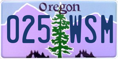 OR license plate 025WSM